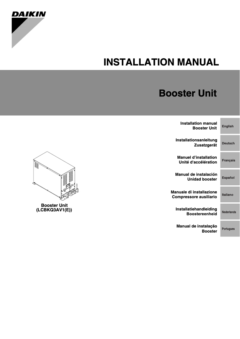 Page 1 de la notice Guide d'installation Daikin LCBKQ3AV1