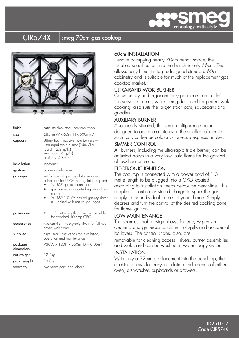 Image de la première page du manuel de l'appareil CIR574XS3