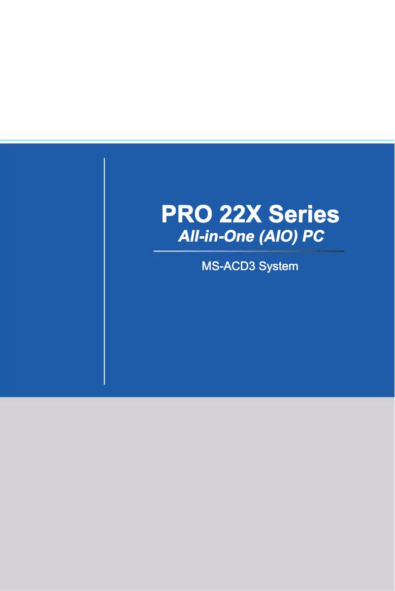 Page 1 de la notice Manuel utilisateur MSI Pro 22XT