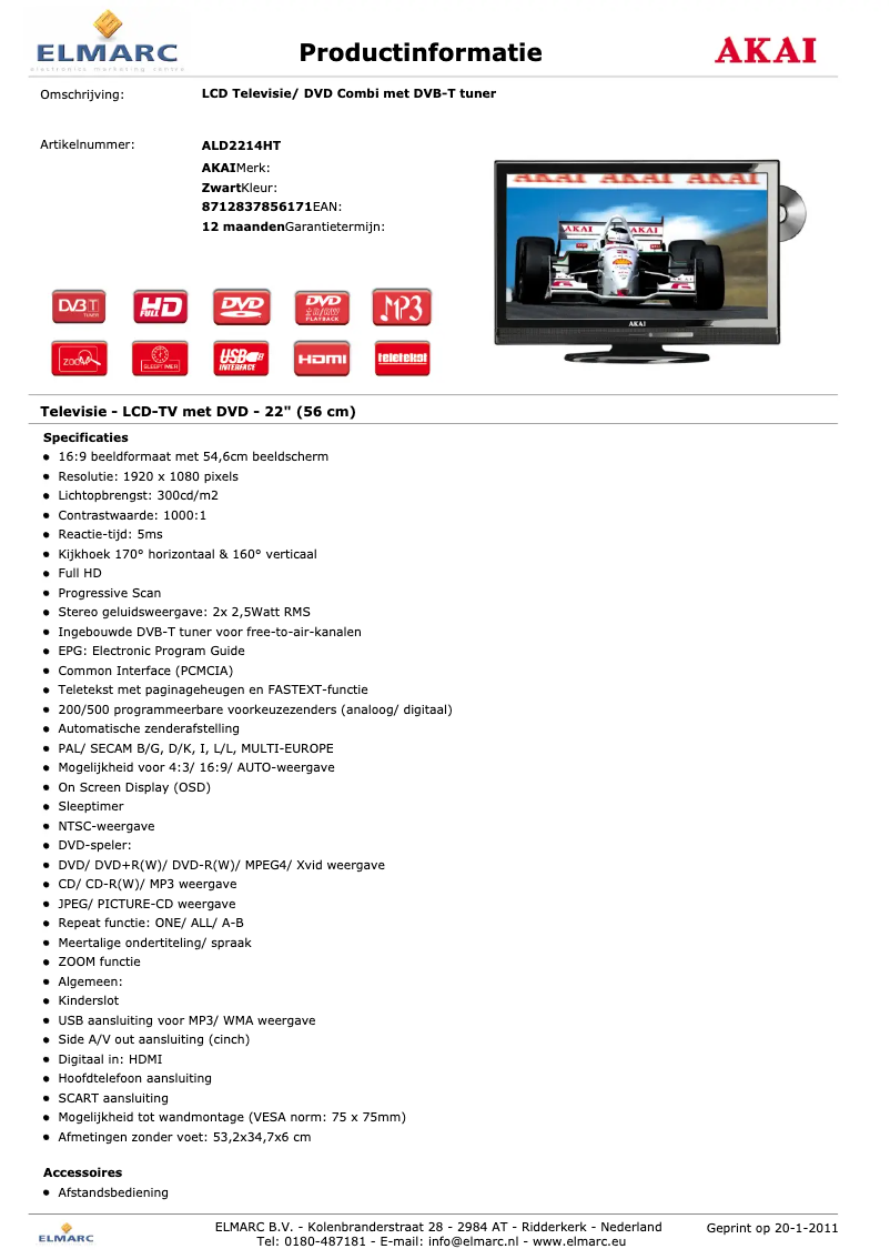 Page n°1 - Manuel utilisateur AKAI ALD2214HT