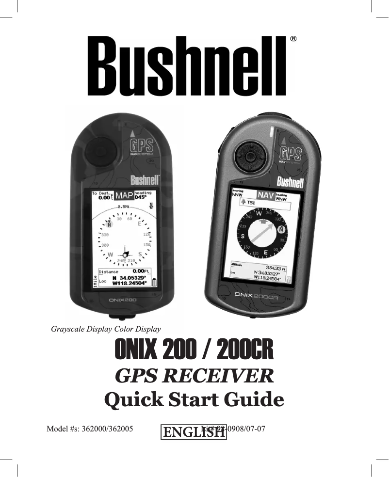 Page 1 de la notice Manuel utilisateur Bushnell Onix 200