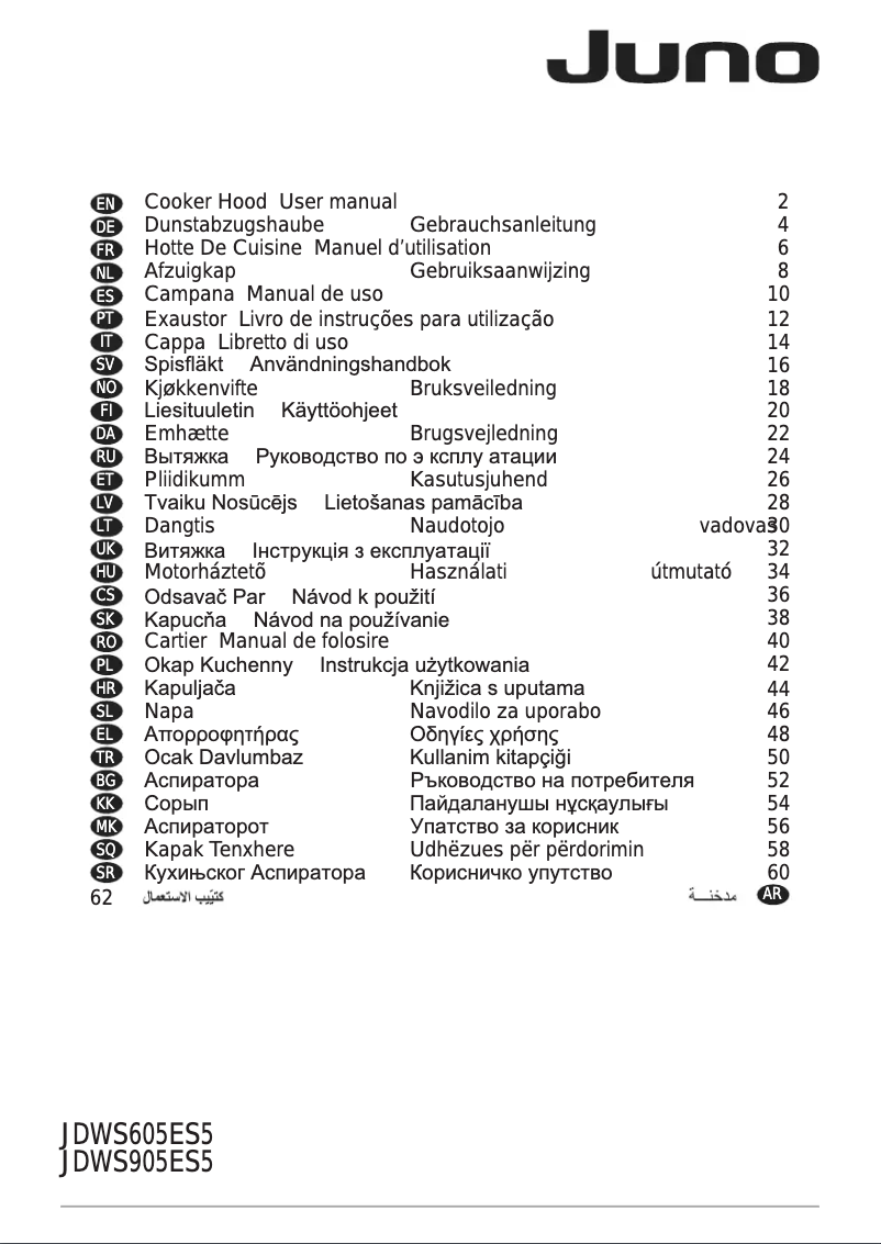 Page 1 de la notice Manuel utilisateur Juno JDWS905E5