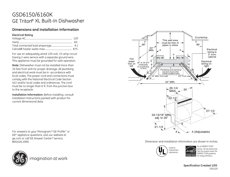Imagen de la primera página del manual del dispositivo GSD6160KSS