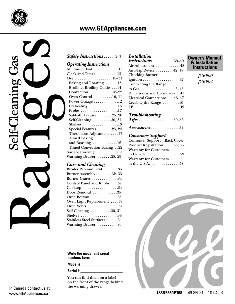 Page n°1 - Mode d'emploi GE JGB900SEKSS