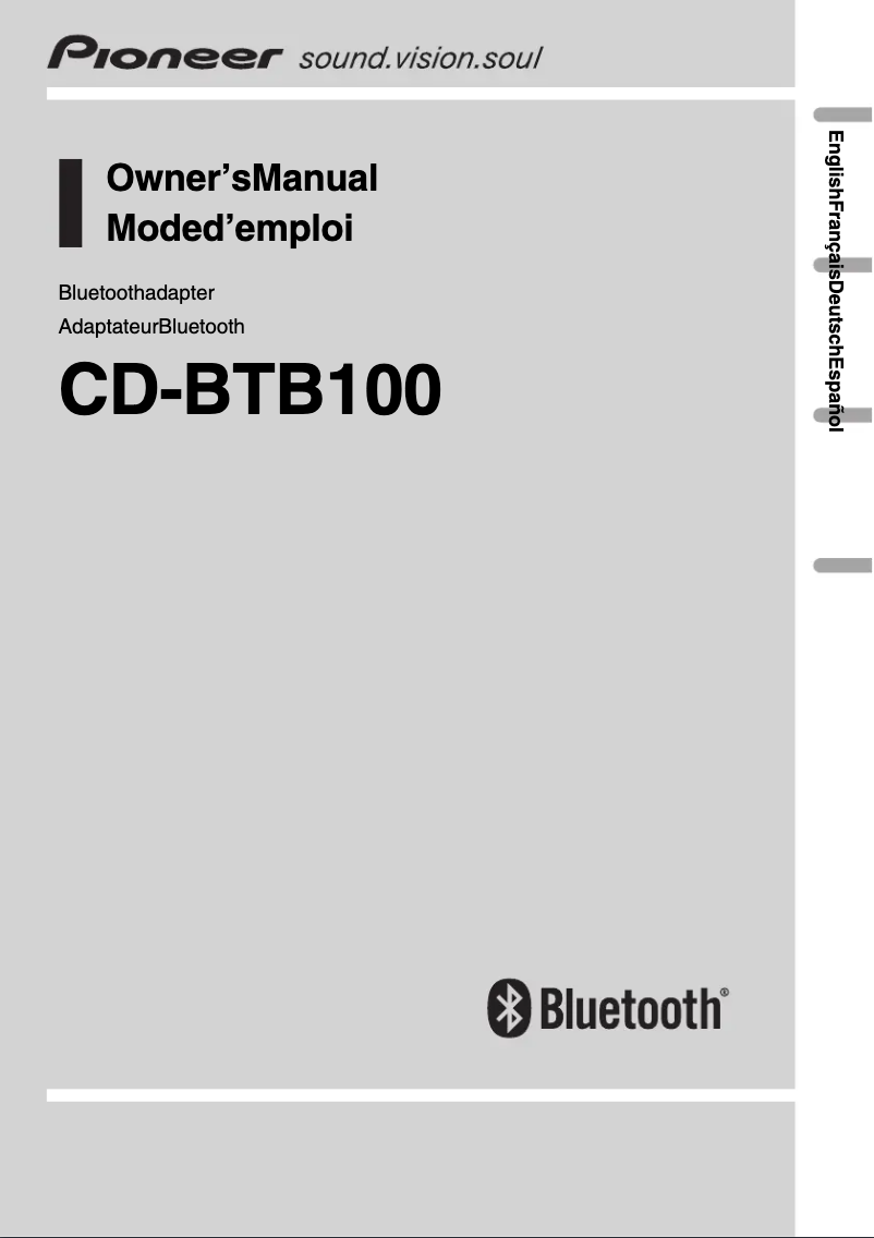 Page 1 de la notice Manuel utilisateur Pioneer CD-BTB100