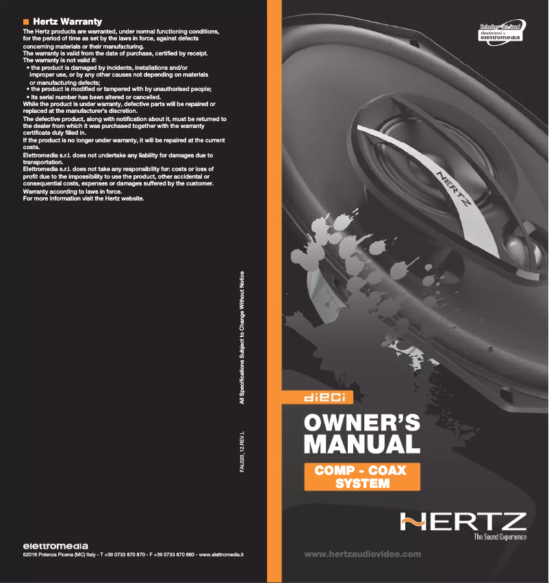 Página 1 del manual Manual de usuario Hertz Dieci DCX 460.3