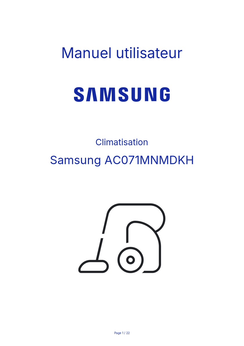 Image de la première page du manuel de l'appareil AC071MNMDKH