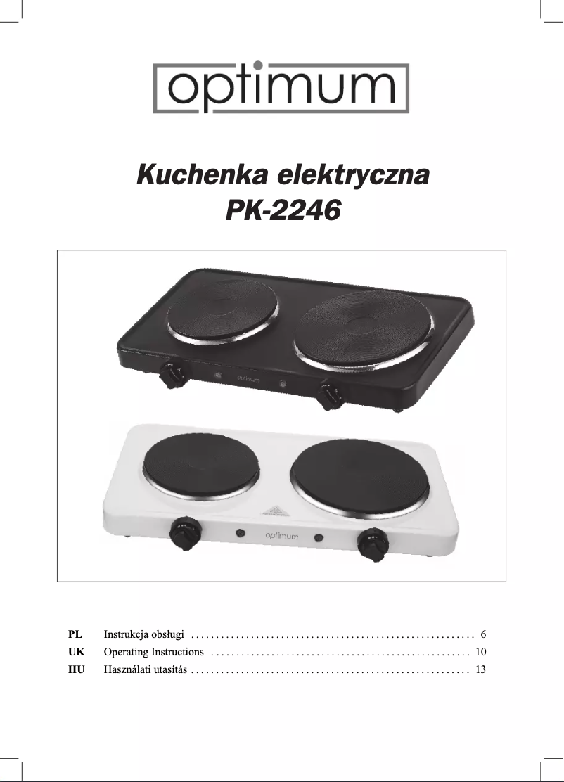 Page n°1 - Manuel utilisateur Optimum PK-2246