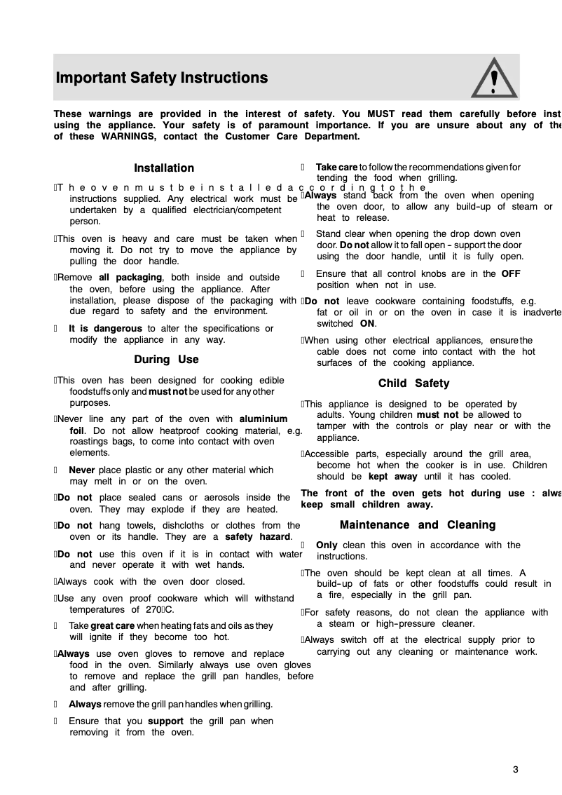 Page n°1 - Manuel utilisateur Tricity Bendix TBS749X1