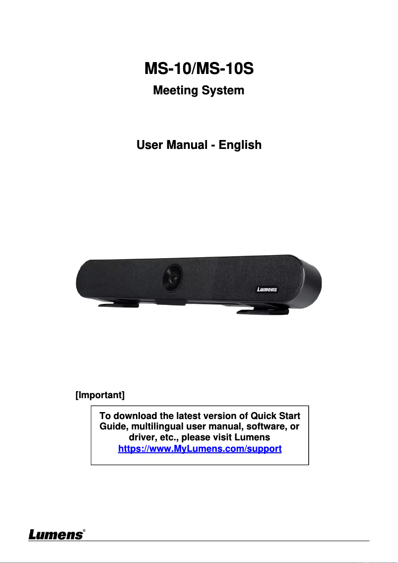 Page n°1 - Manuel utilisateur Lumens MS-10
