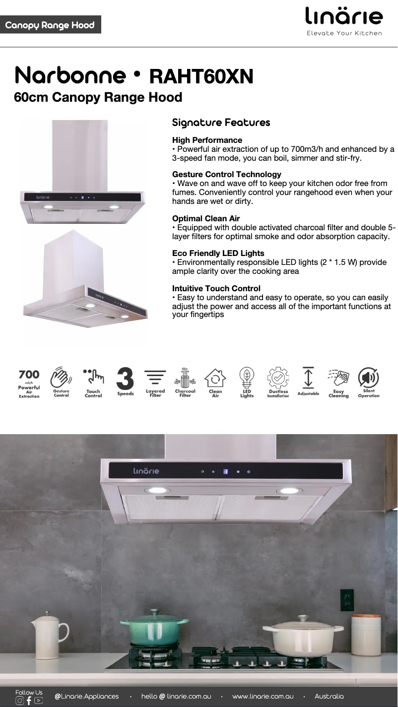 Page 1 de la notice Fiche technique Linarie Narbonne RAHT60XN