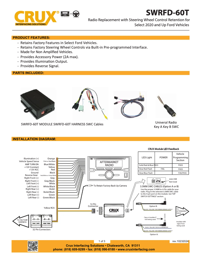 Page 1 de la notice Manuel utilisateur CRUX SWRFD-60T