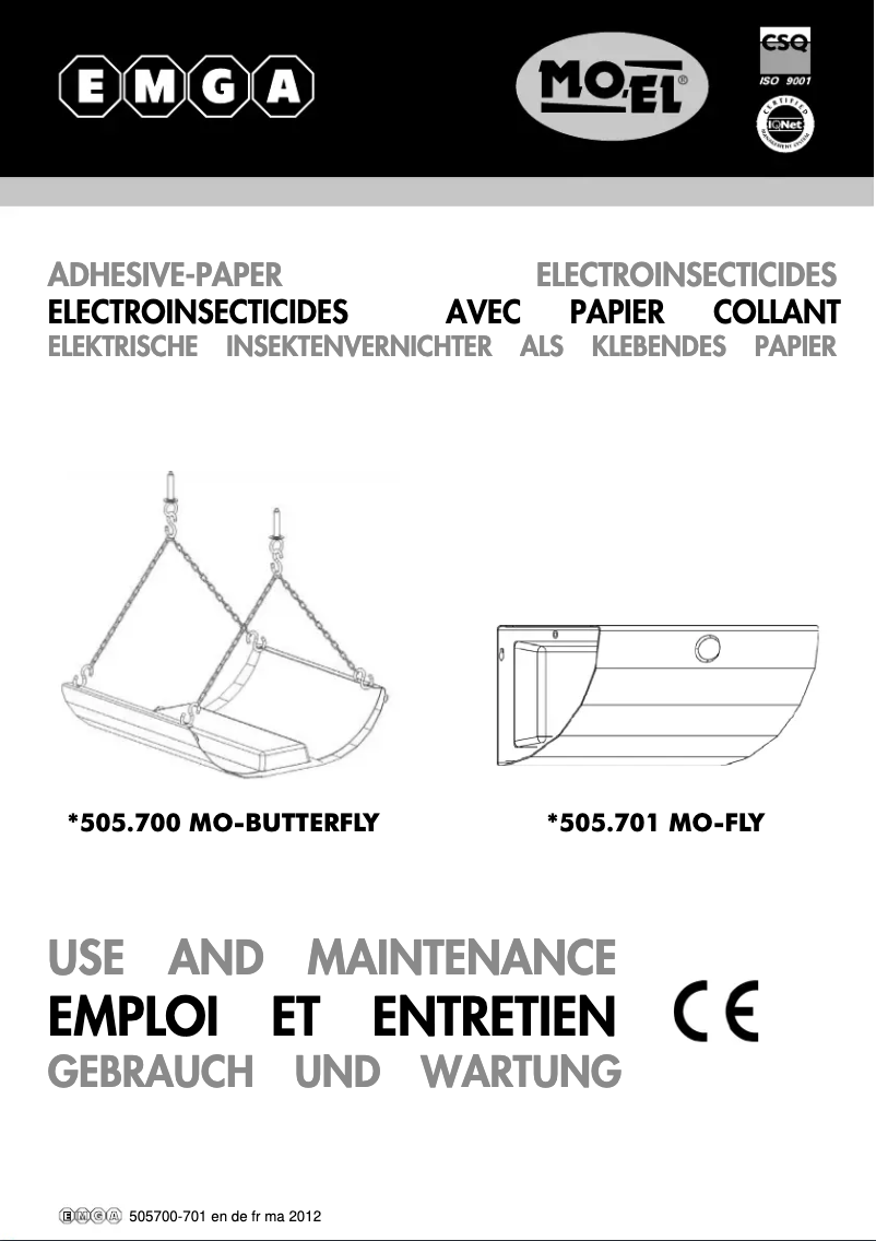 Image de la première page du manuel de l'appareil Mo-Fly 505701