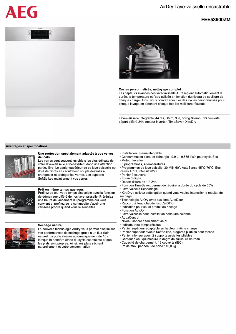 Page n°1 - Fiche technique AEG FEE53600ZM