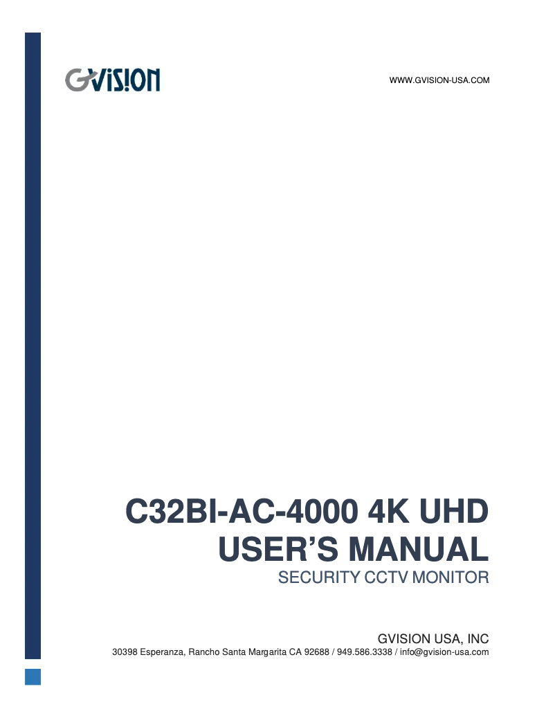 Page n°1 - Manuel utilisateur GVision C32BI-AC-4000