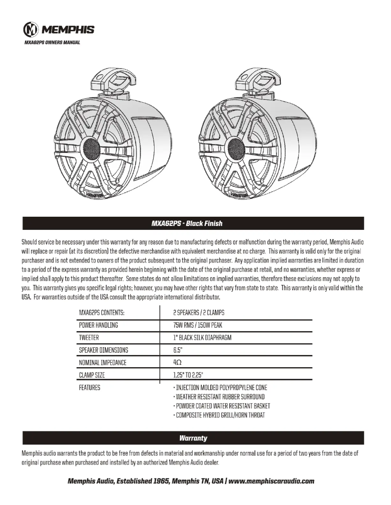 Image de la première page du manuel de l'appareil MXA62PS
