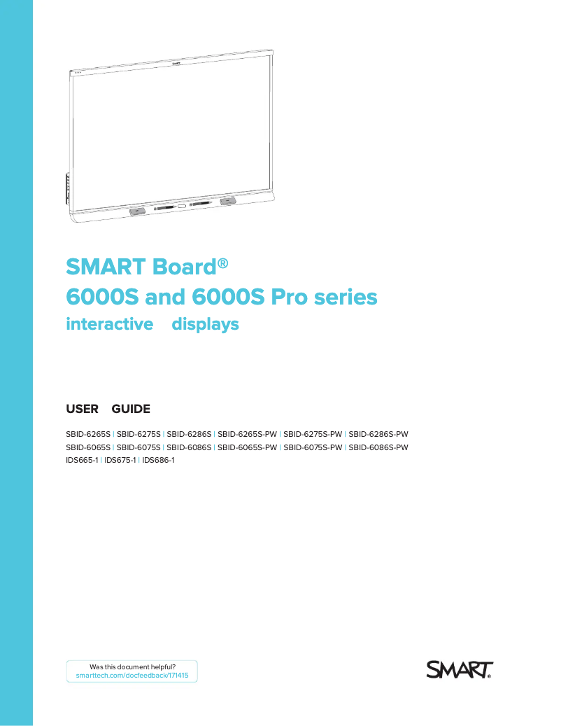 Page n°1 - Manuel utilisateur SMART Technologies SBID-6286S