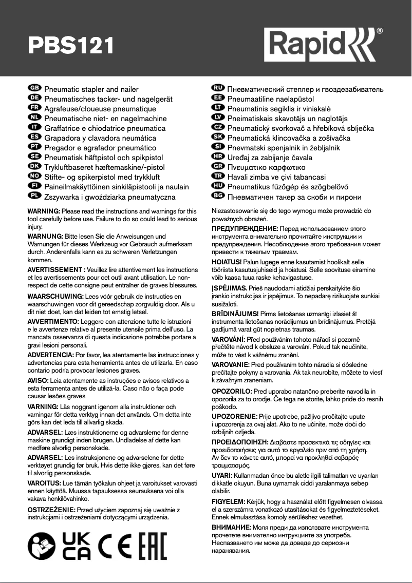 Page 1 de la notice Manuel utilisateur Rapid PBS121