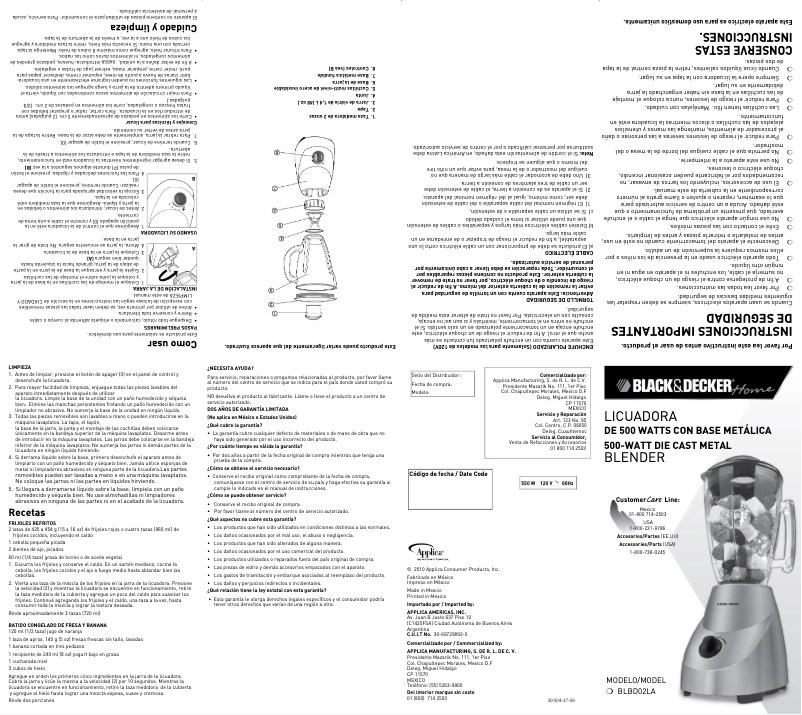 Image de la première page du manuel de l'appareil BLBD02LA