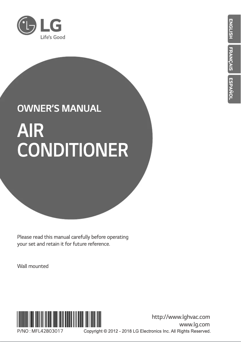 Page 1 de la notice Manuel utilisateur LG ARNU123SEL2