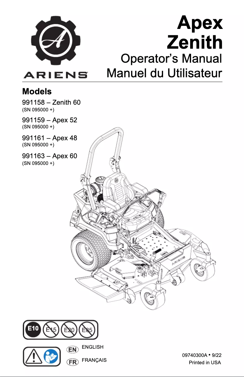 Image de la première page du manuel de l'appareil Apex 52