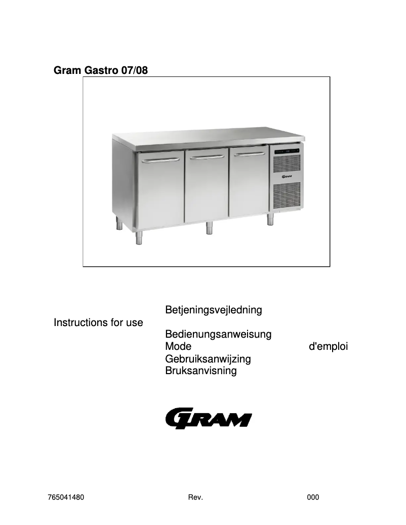 Page n°1 - Manuel utilisateur Gram Gastro 08