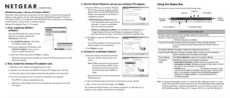 Page 1 de la notice Guide d'installation Netgear WPN311