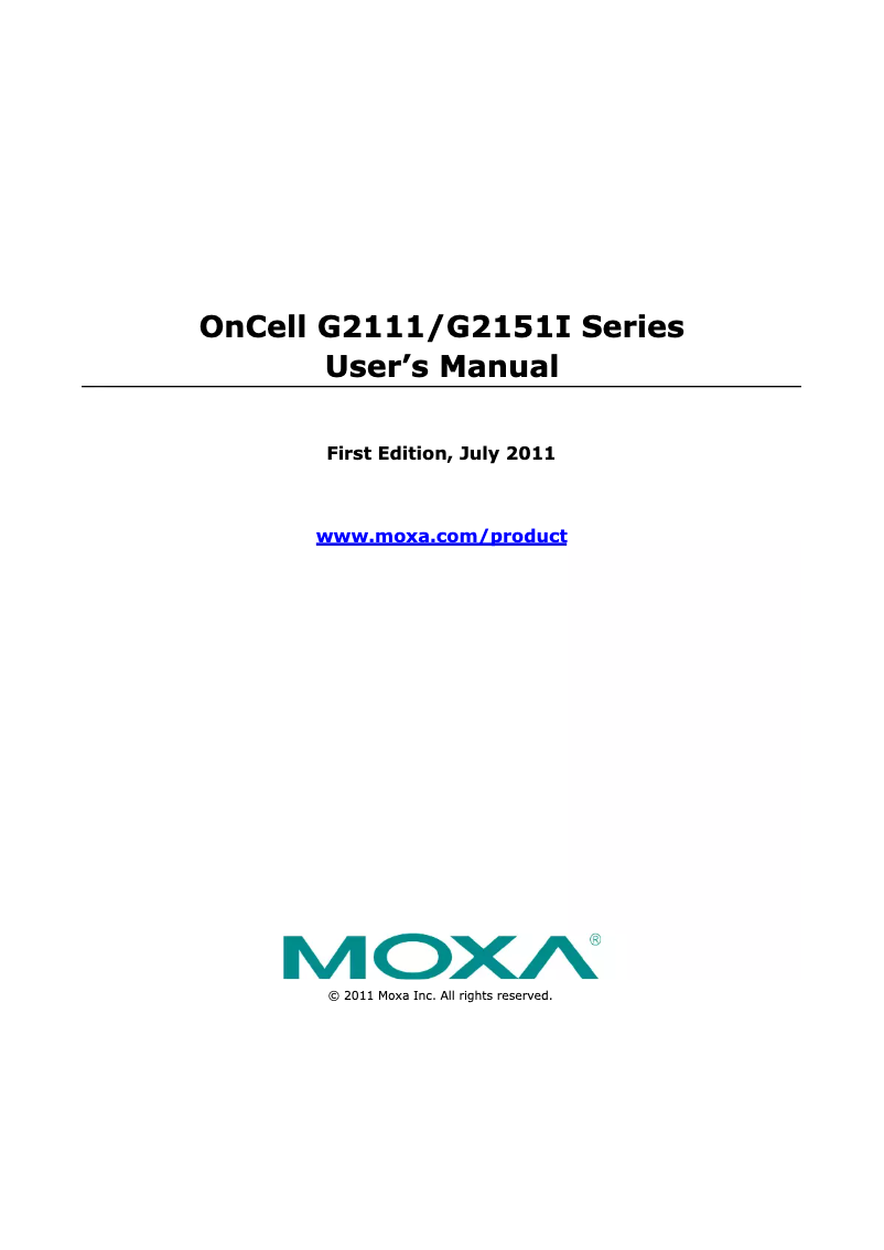 Page 1 de la notice Manuel utilisateur Moxa OnCell G2111