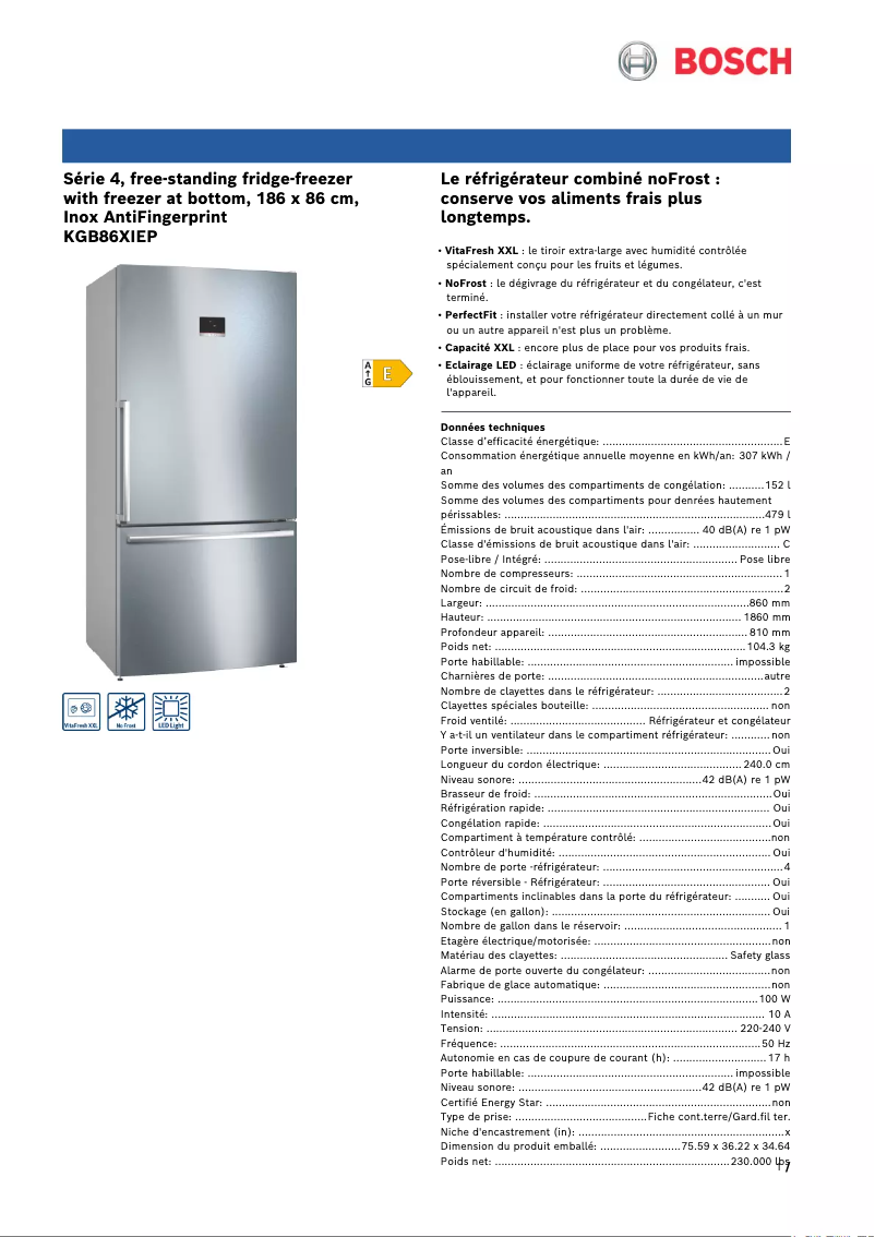 Image de la première page du manuel de l'appareil KGB86XIEP