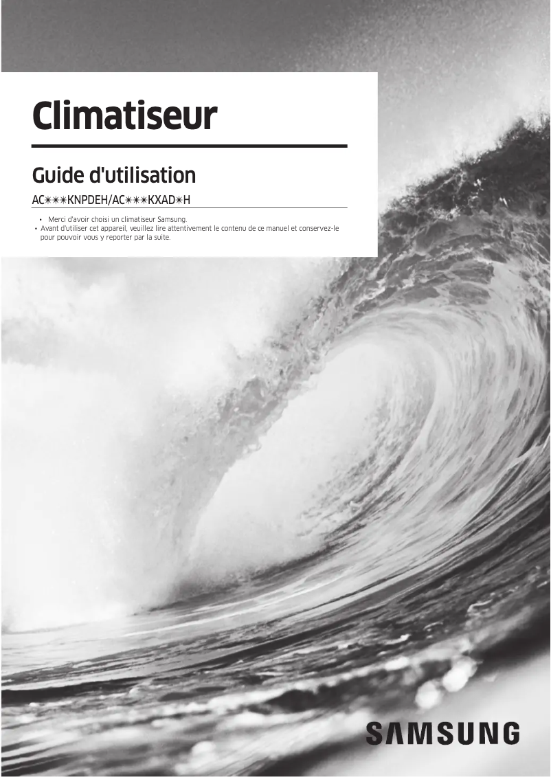 Page 1 de la notice Manuel utilisateur Samsung AC140KXADGH/EU