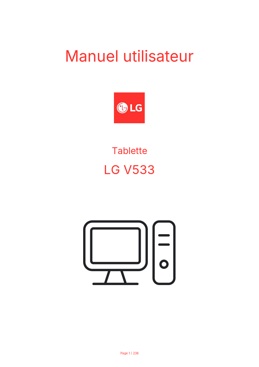 Page n°1 - Manuel utilisateur LG V533