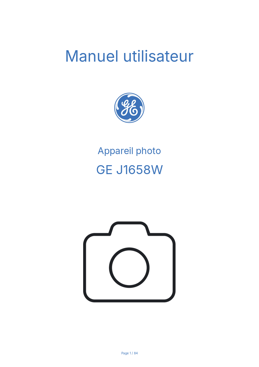 Page n°1 - Manuel utilisateur GE J1658W