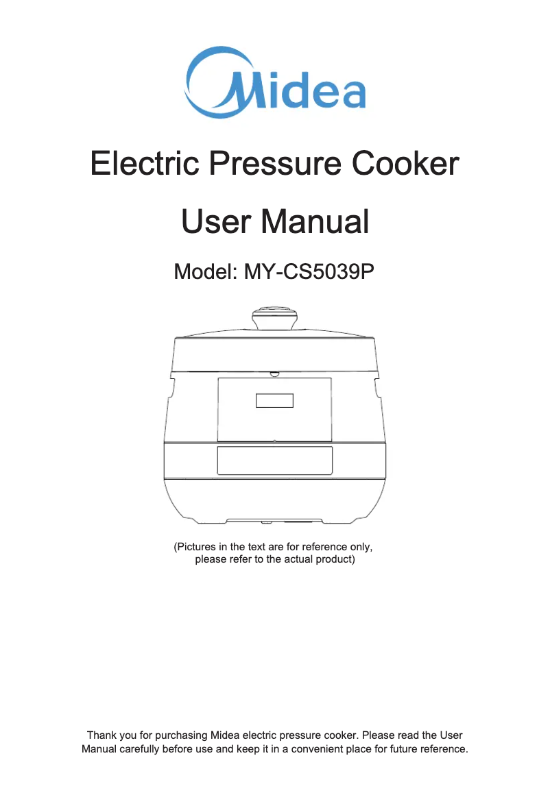 Page 1 de la notice Manuel utilisateur Midea MY-5039P