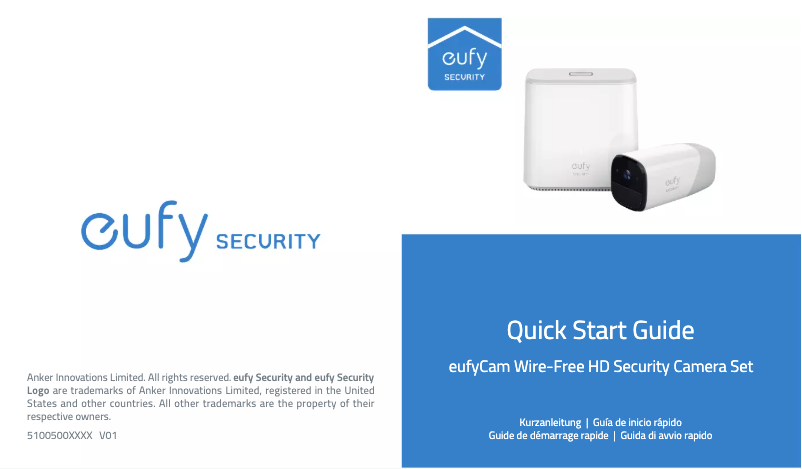 Page 1 de la notice Manuel utilisateur Eufy eufyCam Wire-Free HD Security Camera Set