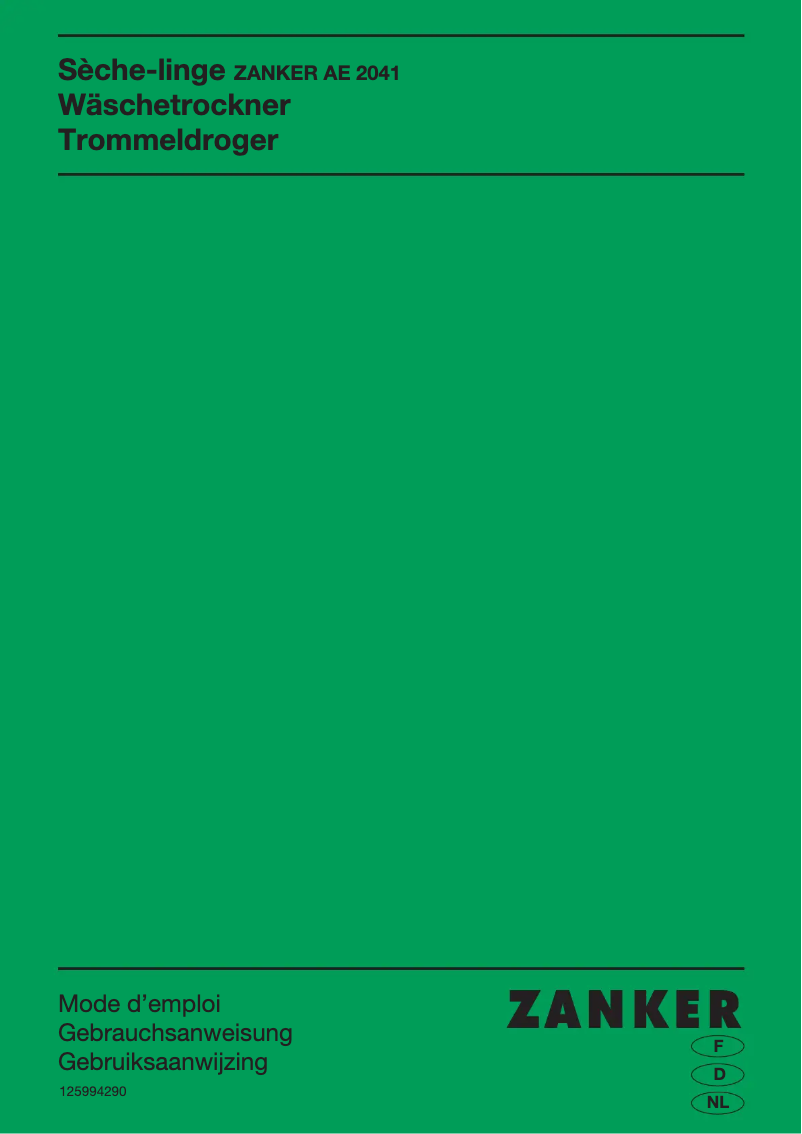 Page 1 de la notice Manuel utilisateur Zanker AE 2041