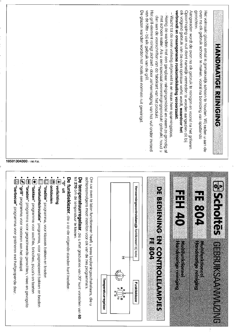 Page 1 de la notice Manuel utilisateur Scholtès FEH 40