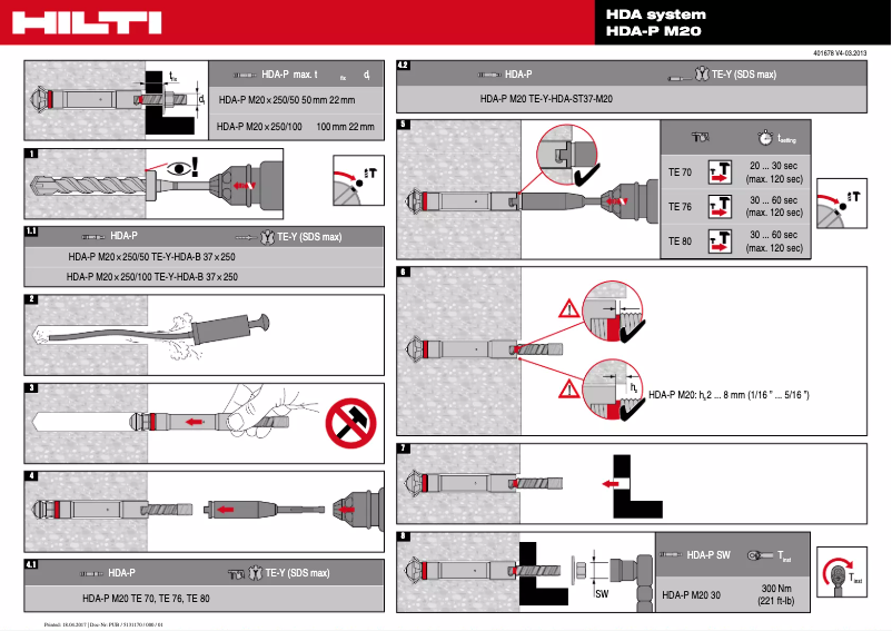 Page 1 de la notice Instructions / montage Hilti HDA-P
