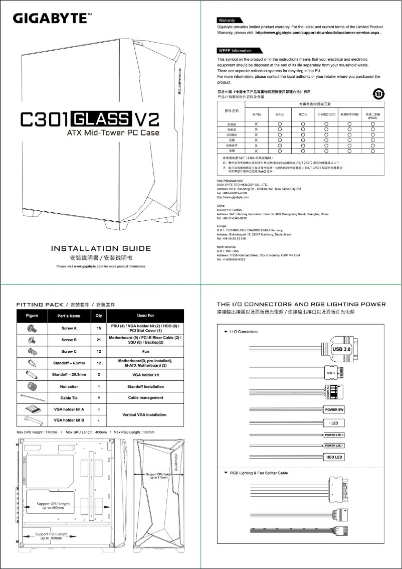 Page n°1 - Manuel utilisateur Gigabyte C301 GLASS V2