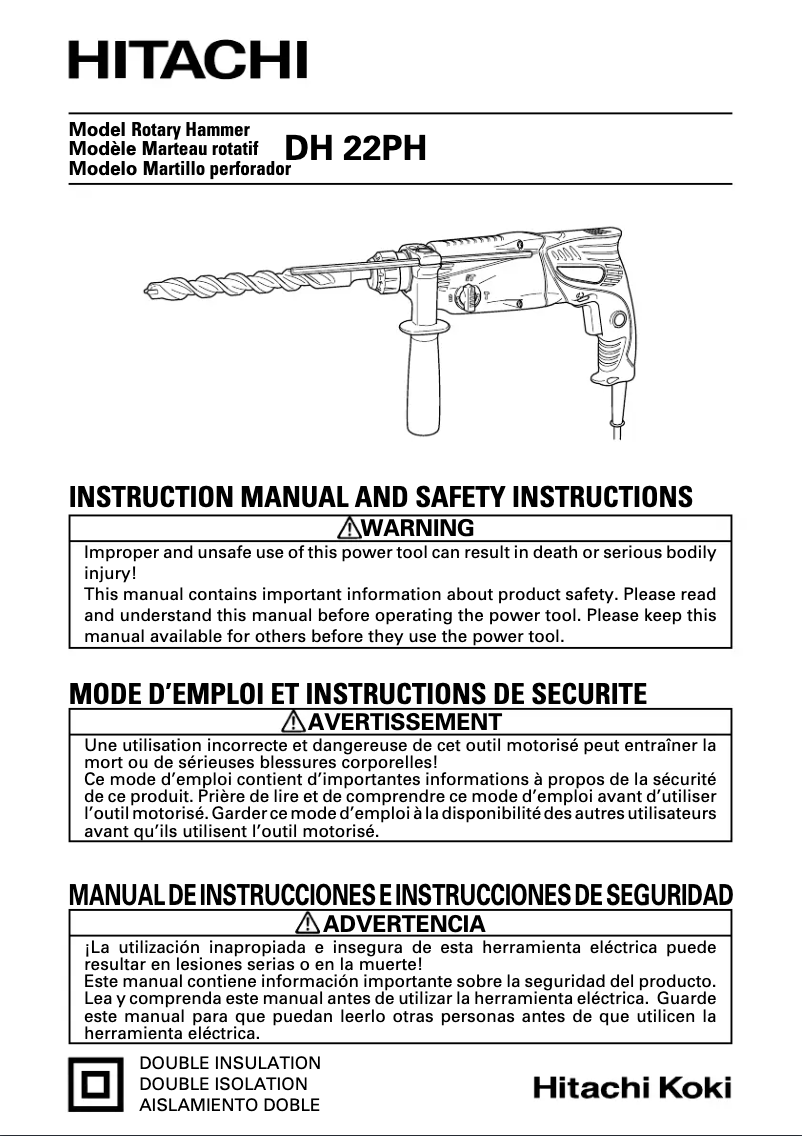 Image de la première page du manuel de l'appareil DH 22PH