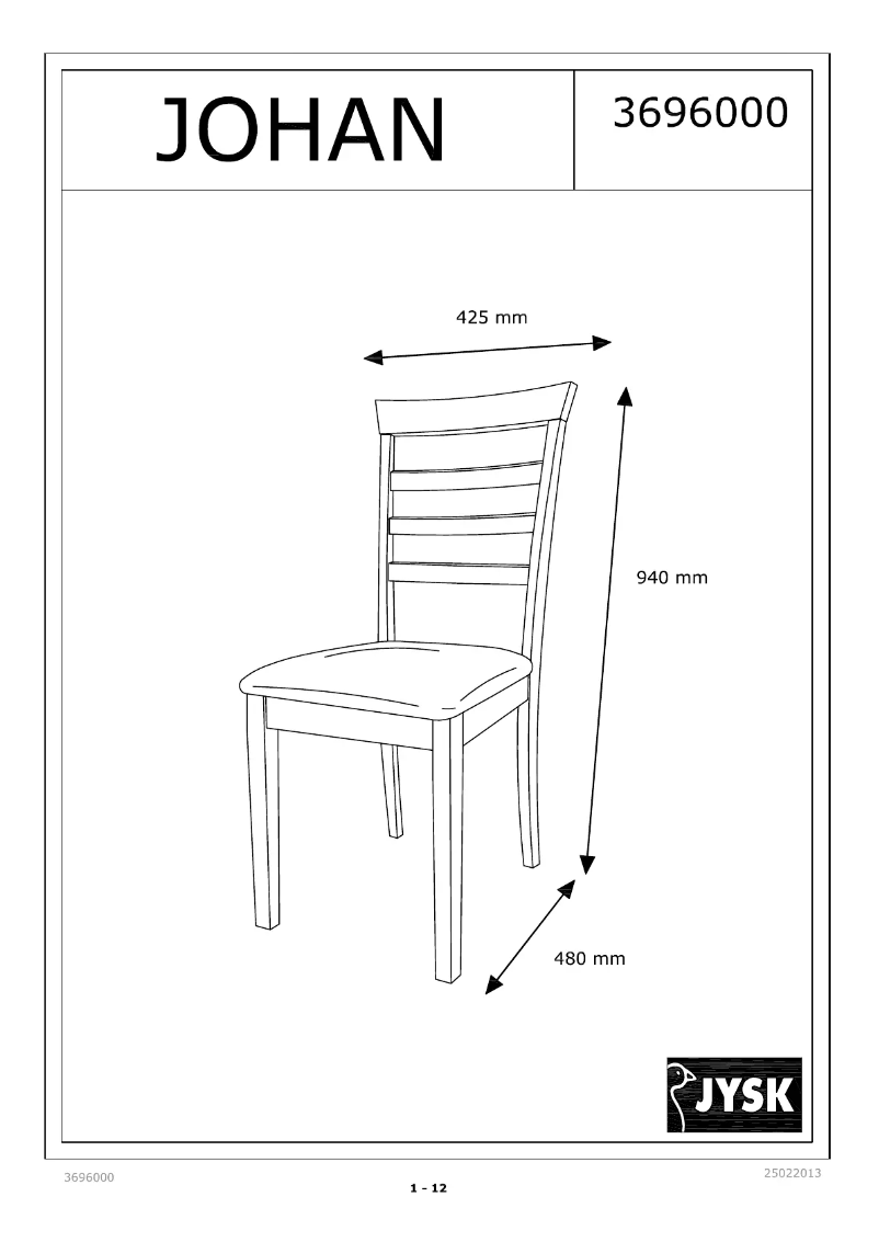Página 1 del manual Manual de usuario JYSK Johan