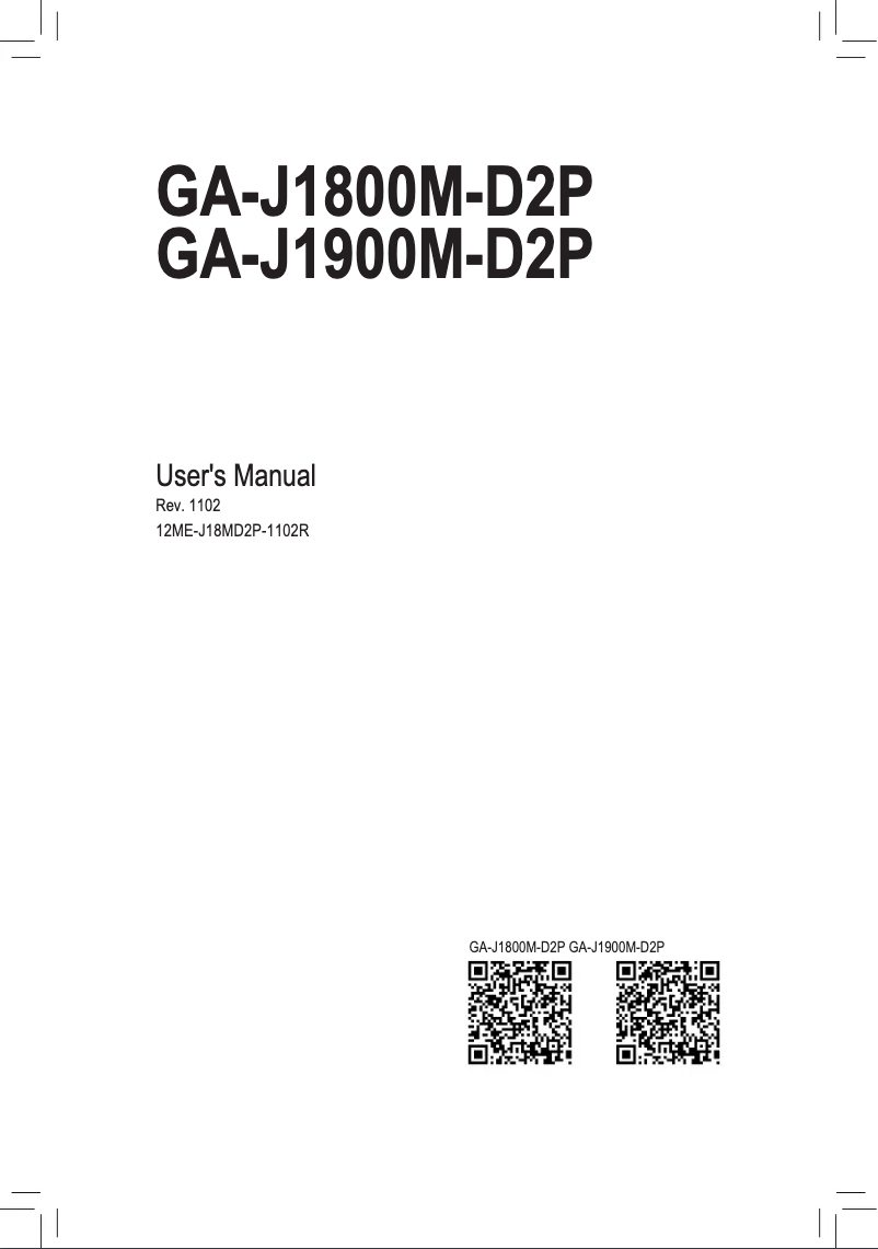 Page n°1 - Manuel utilisateur Gigabyte GA-J1800M-D2P