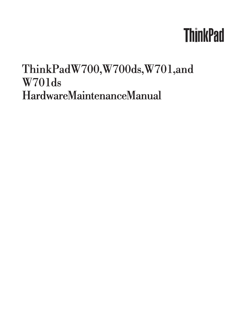 Page n°1 - Manuel utilisateur Lenovo ThinkPad W701ds