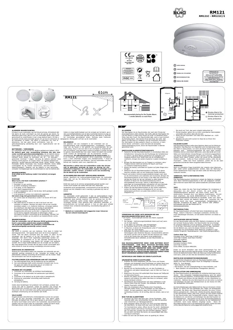 Page 1 de la notice Manuel utilisateur Elro RM121