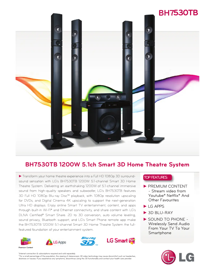 Página 1 del manual Ficha técnica LG BH7530TB