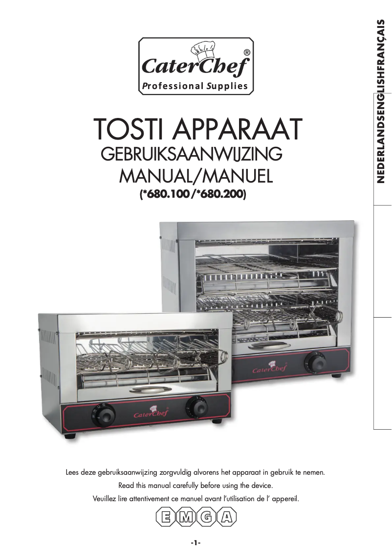 Page 1 de la notice Manuel utilisateur CaterChef 680.200