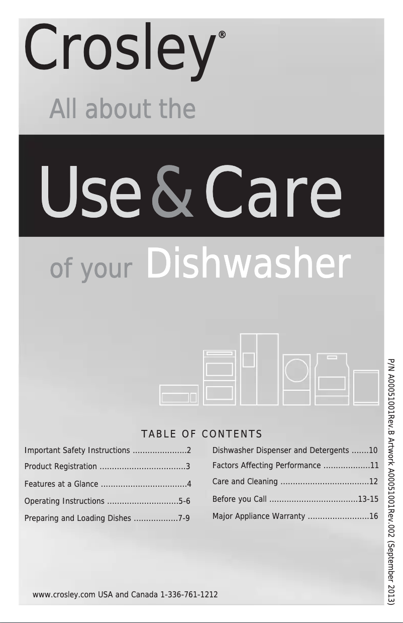 Page 1 de la notice Manuel utilisateur Crosley CDB500NB