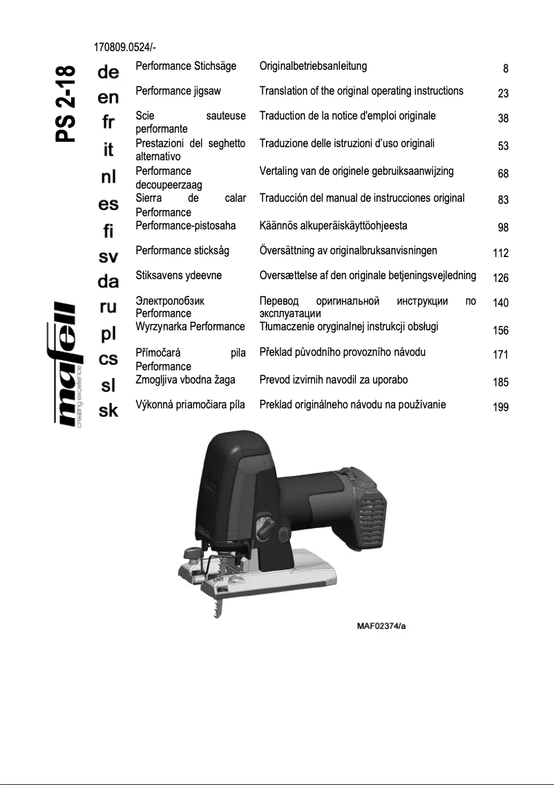 Page n°1 - Manuel utilisateur Mafell PS 2-18