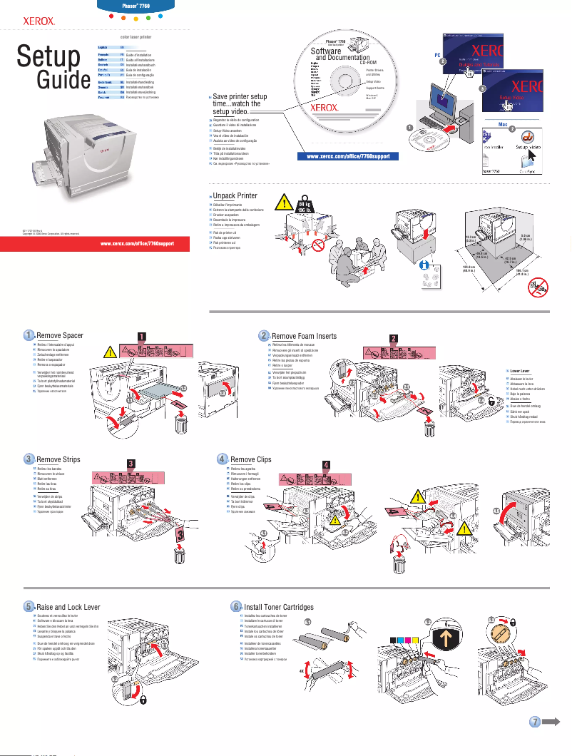 Page 1 de la notice Guide d'installation Xerox Phaser 7760