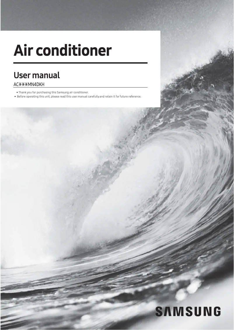 Page n°1 - Manuel utilisateur Samsung AC018MN4DKH