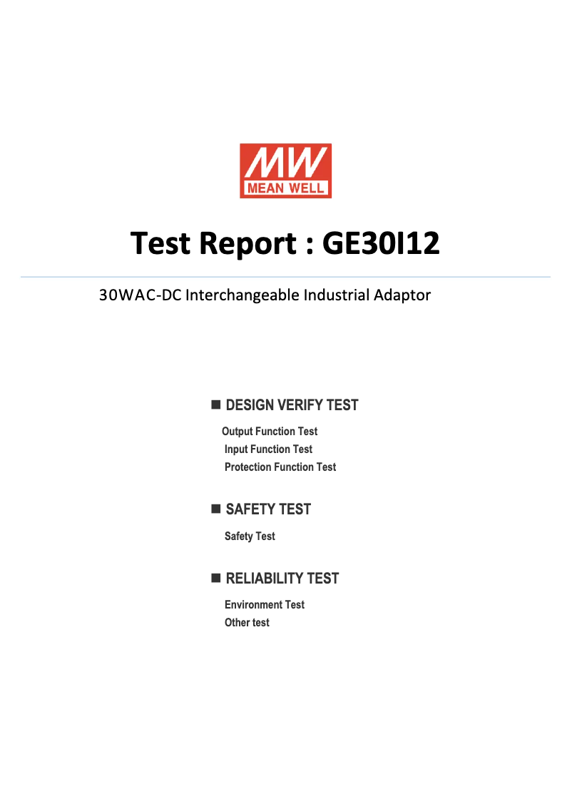 Página 1 del manual Ficha técnica Mean Well GE30I12-P1J